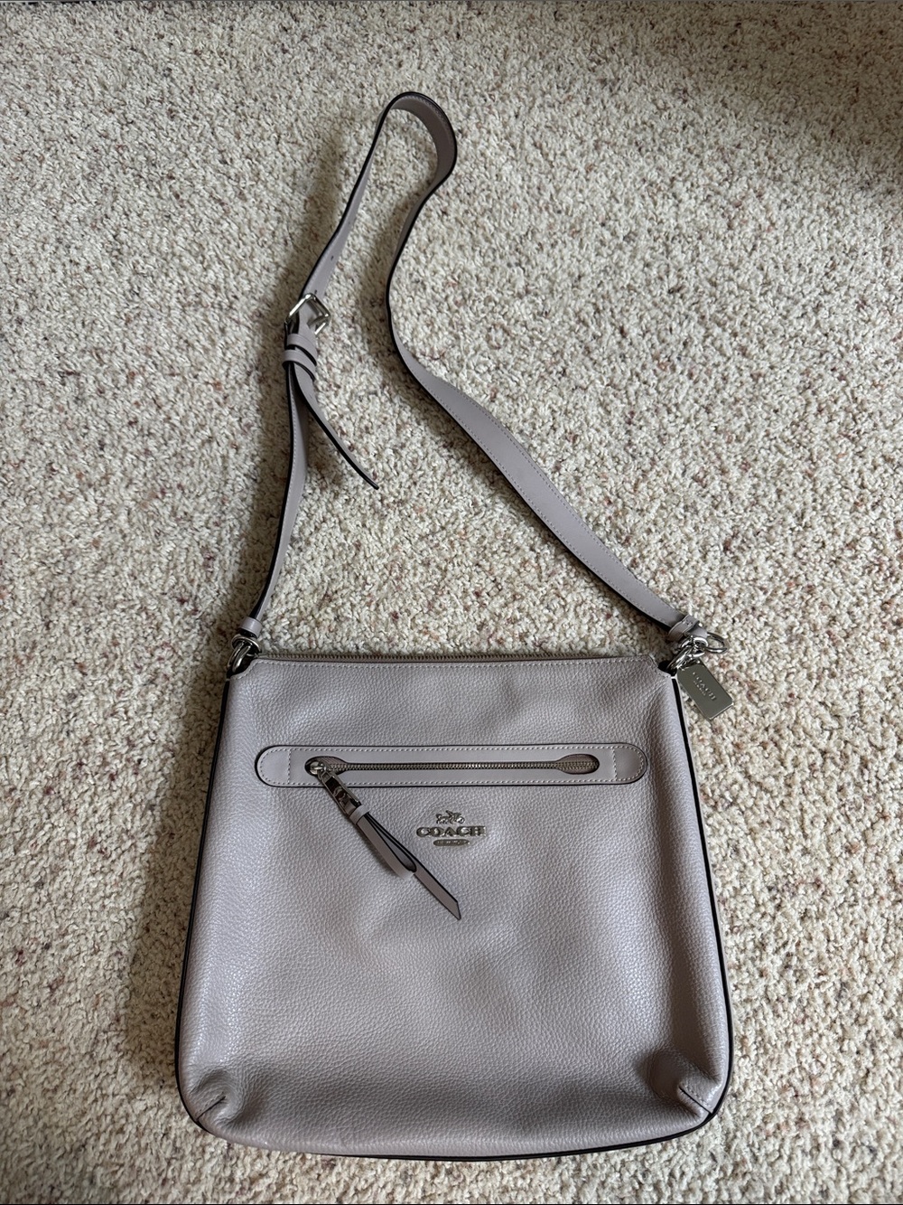 Coach Pebble Leather Crossbody Bag in Light Gray Taupe